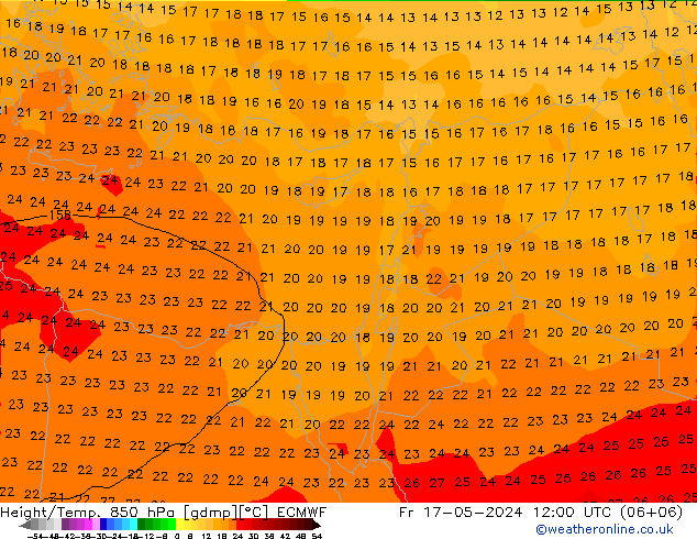 Z500/Yağmur (+YB)/Z850 ECMWF Cu 17.05.2024 12 UTC