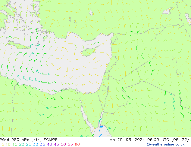 Wind 950 hPa ECMWF Mo 20.05.2024 06 UTC