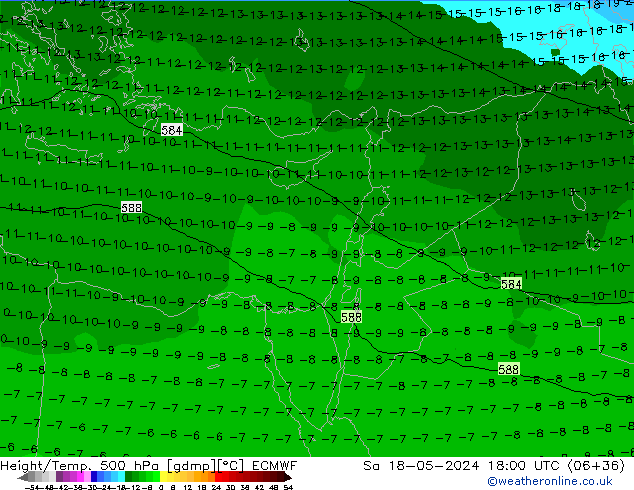 Z500/Rain (+SLP)/Z850 ECMWF Sa 18.05.2024 18 UTC