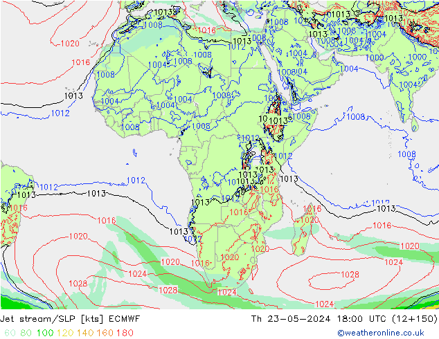 Jet stream/SLP ECMWF Th 23.05.2024 18 UTC