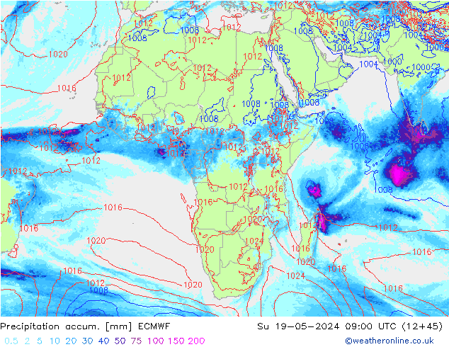 Precipitation accum. ECMWF Su 19.05.2024 09 UTC