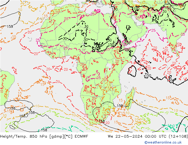 Z500/Rain (+SLP)/Z850 ECMWF St 22.05.2024 00 UTC