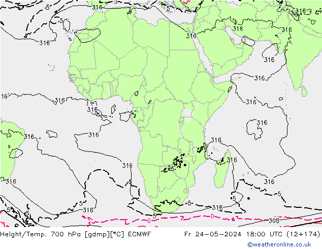 Yükseklik/Sıc. 700 hPa ECMWF Cu 24.05.2024 18 UTC