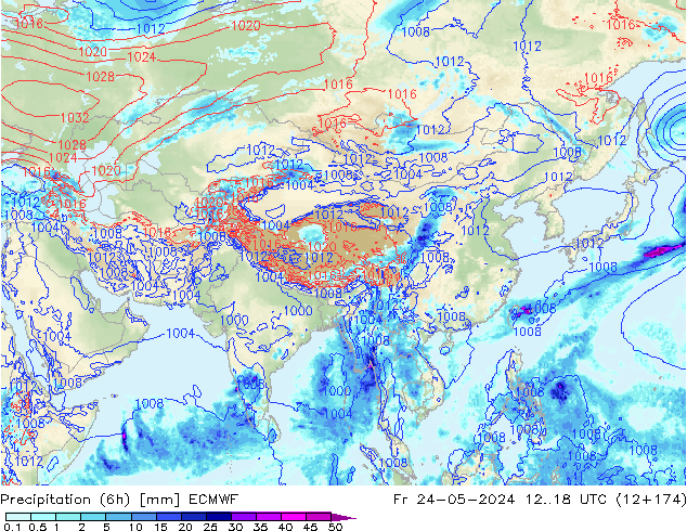 Yağış (6h) ECMWF Cu 24.05.2024 18 UTC