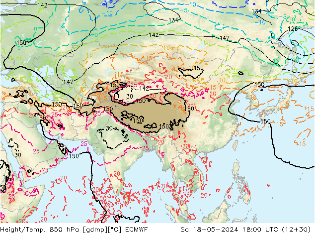 Z500/Rain (+SLP)/Z850 ECMWF сб 18.05.2024 18 UTC