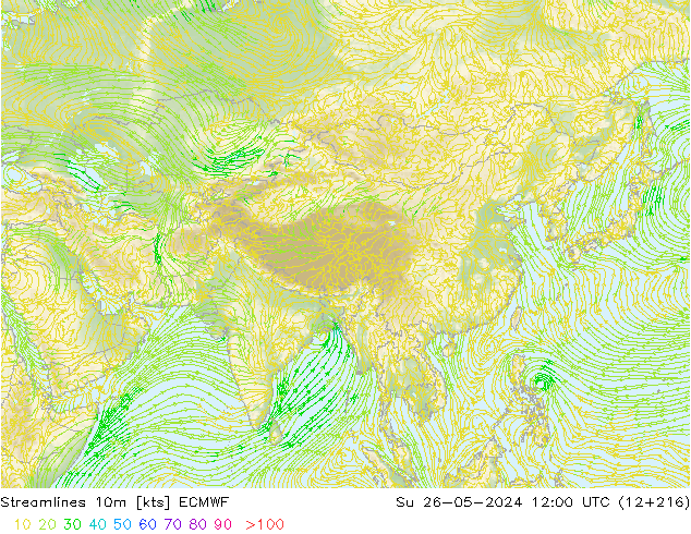Ligne de courant 10m ECMWF dim 26.05.2024 12 UTC