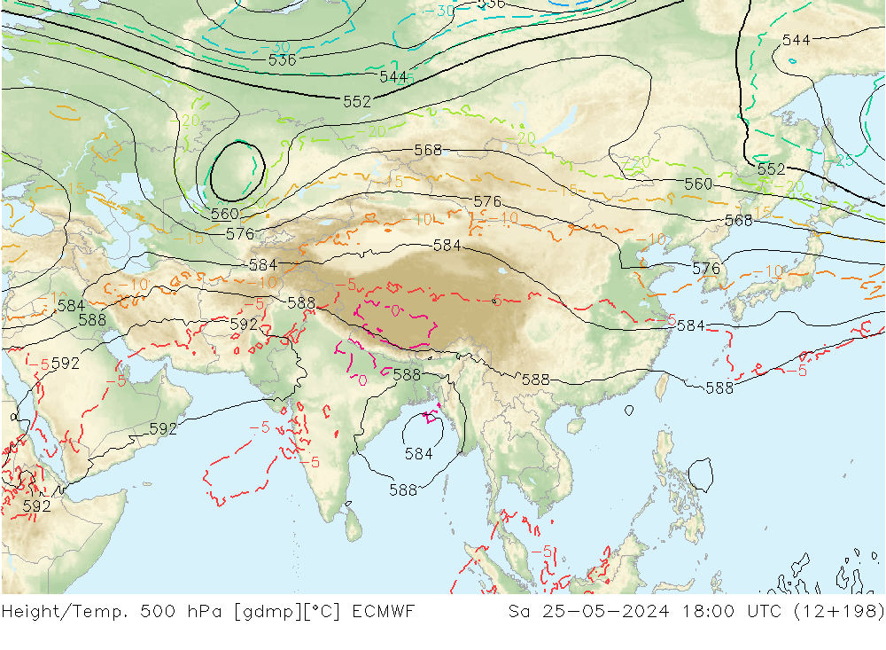 Yükseklik/Sıc. 500 hPa ECMWF Cts 25.05.2024 18 UTC