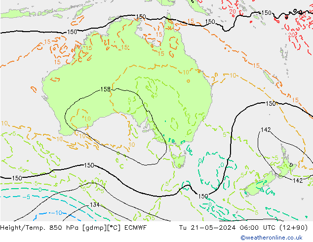 Z500/Rain (+SLP)/Z850 ECMWF Út 21.05.2024 06 UTC