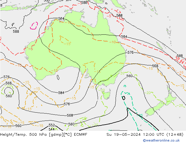 Z500/Rain (+SLP)/Z850 ECMWF So 19.05.2024 12 UTC