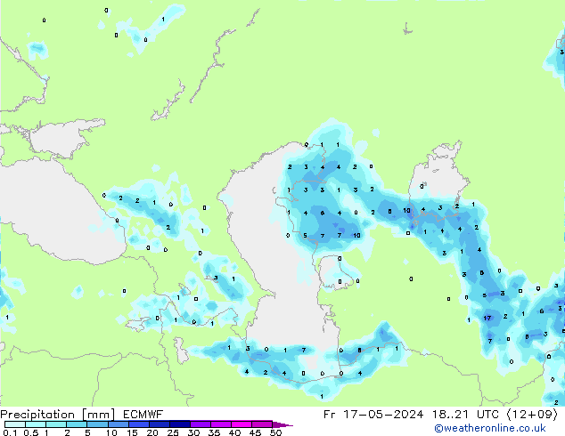 Precipitation ECMWF Fr 17.05.2024 21 UTC