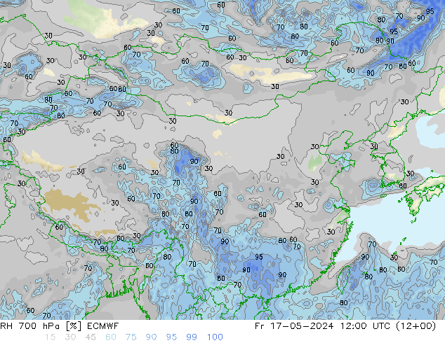 RH 700 hPa ECMWF 星期五 17.05.2024 12 UTC