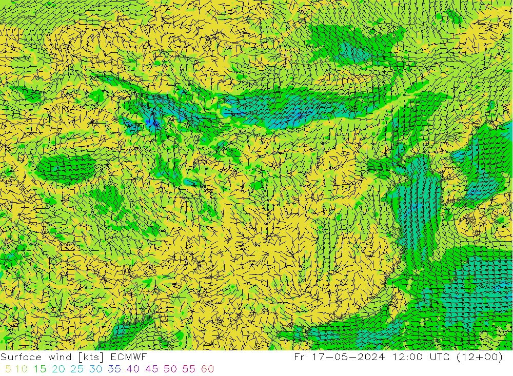 风 10 米 ECMWF 星期五 17.05.2024 12 UTC