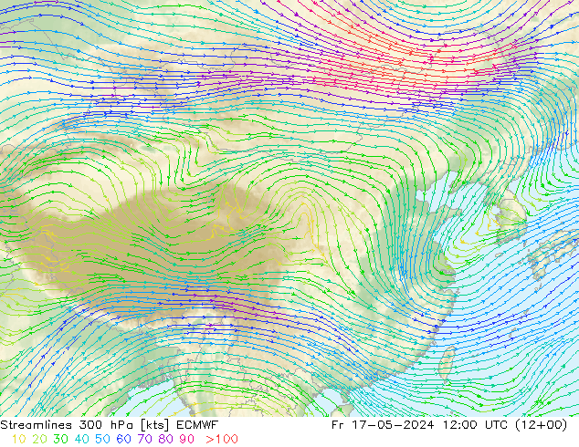 Streamlines 300 hPa ECMWF Fr 17.05.2024 12 UTC