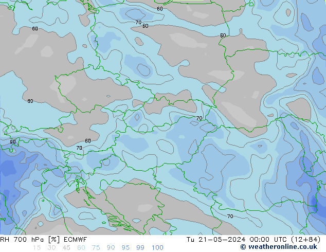 Humidité rel. 700 hPa ECMWF mar 21.05.2024 00 UTC