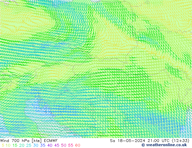 Wind 700 hPa ECMWF Sa 18.05.2024 21 UTC