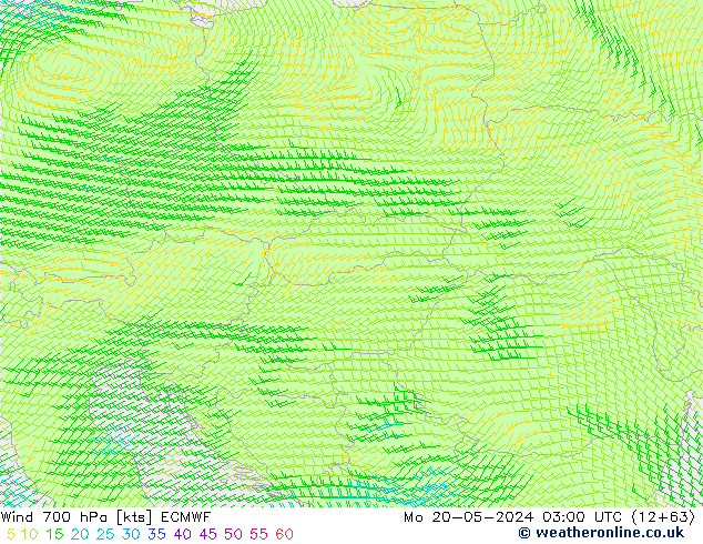 Wind 700 hPa ECMWF Mo 20.05.2024 03 UTC