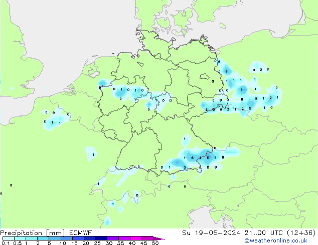 Niederschlag ECMWF So 19.05.2024 00 UTC