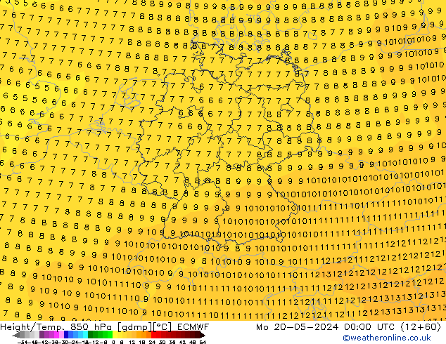 Z500/Rain (+SLP)/Z850 ECMWF Mo 20.05.2024 00 UTC