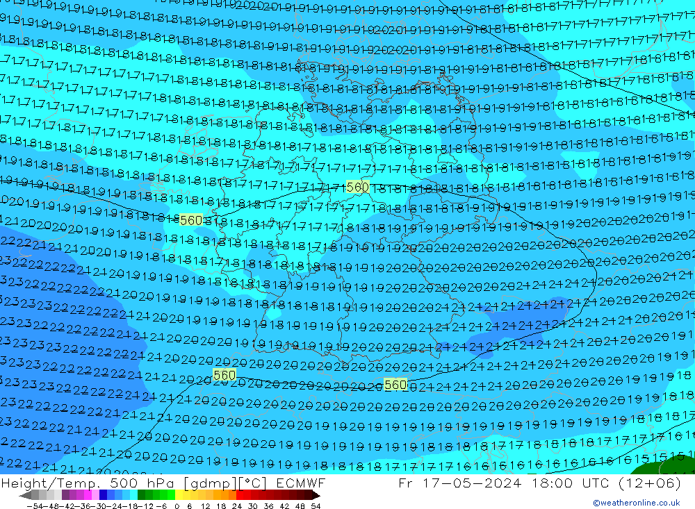 Height/Temp. 500 hPa ECMWF pt. 17.05.2024 18 UTC