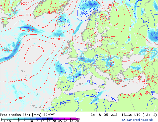 Z500/Rain (+SLP)/Z850 ECMWF sáb 18.05.2024 00 UTC