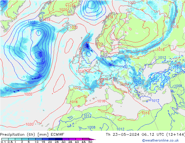 Z500/Rain (+SLP)/Z850 ECMWF Qui 23.05.2024 12 UTC