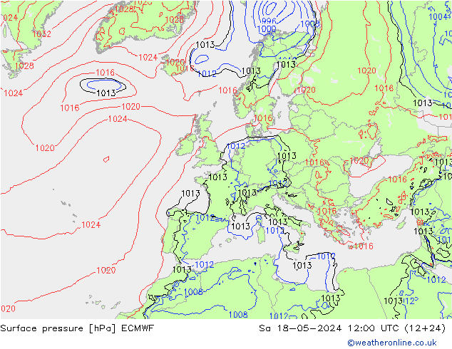 pressão do solo ECMWF Sáb 18.05.2024 12 UTC