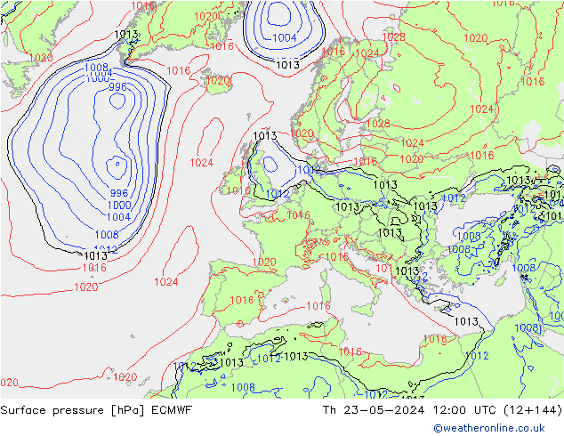 Pressione al suolo ECMWF gio 23.05.2024 12 UTC