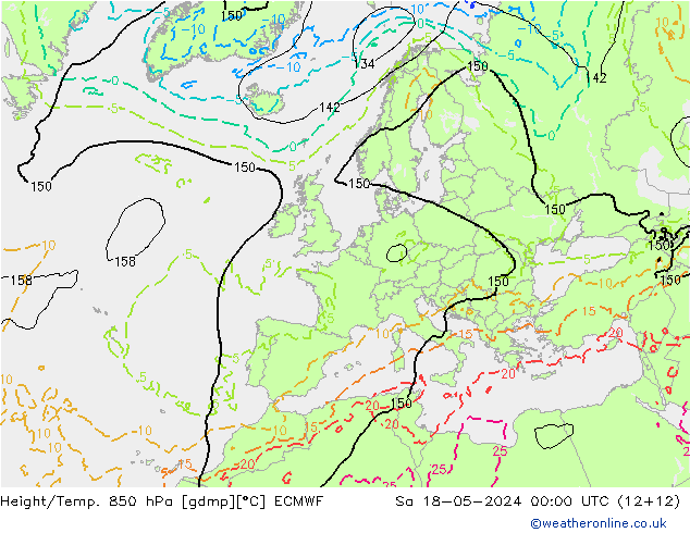 Height/Temp. 850 hPa ECMWF Sa 18.05.2024 00 UTC