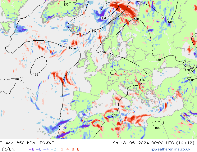 T-Adv. 850 hPa ECMWF  18.05.2024 00 UTC