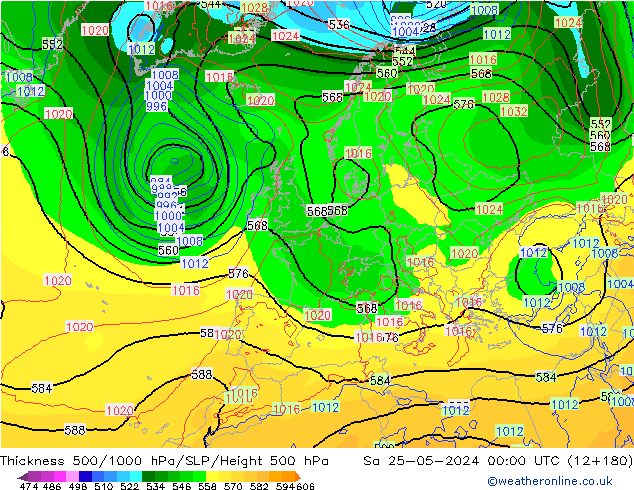 Thck 500-1000hPa ECMWF Sa 25.05.2024 00 UTC