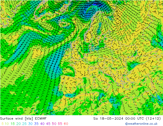 Surface wind ECMWF So 18.05.2024 00 UTC