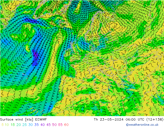 Surface wind ECMWF Th 23.05.2024 06 UTC