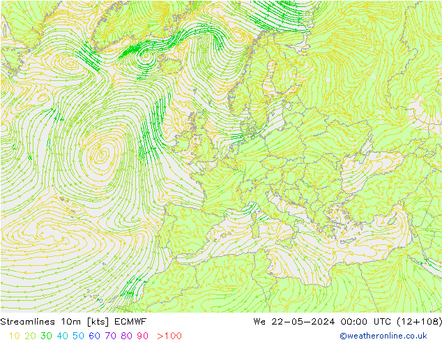 Rüzgar 10m ECMWF Çar 22.05.2024 00 UTC