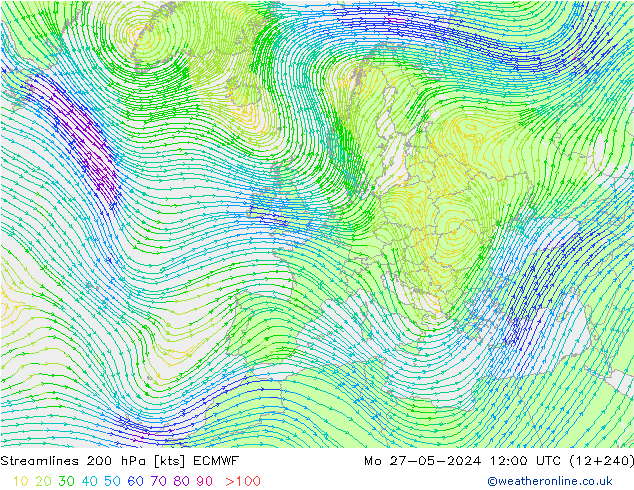 Rüzgar 200 hPa ECMWF Pzt 27.05.2024 12 UTC