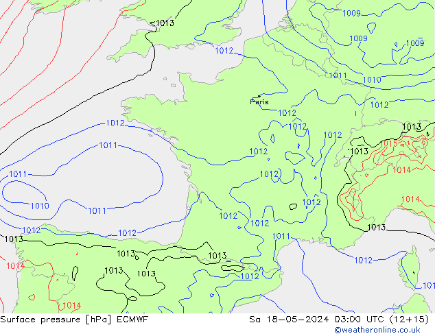 pression de l'air ECMWF sam 18.05.2024 03 UTC