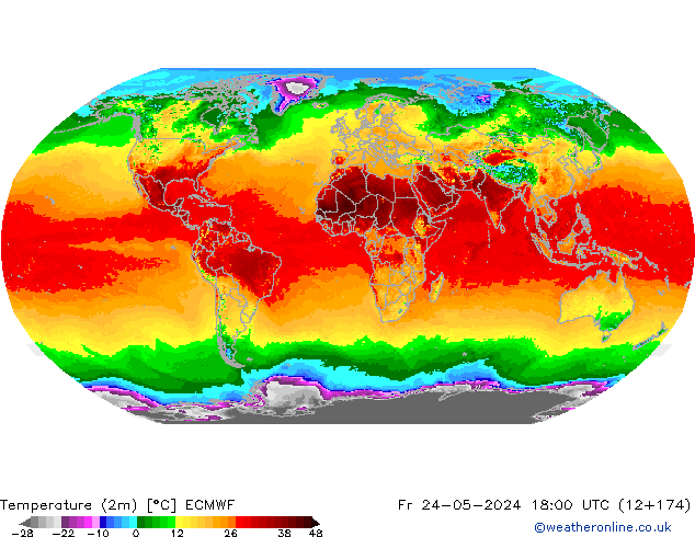 Temperatura (2m) ECMWF Sex 24.05.2024 18 UTC