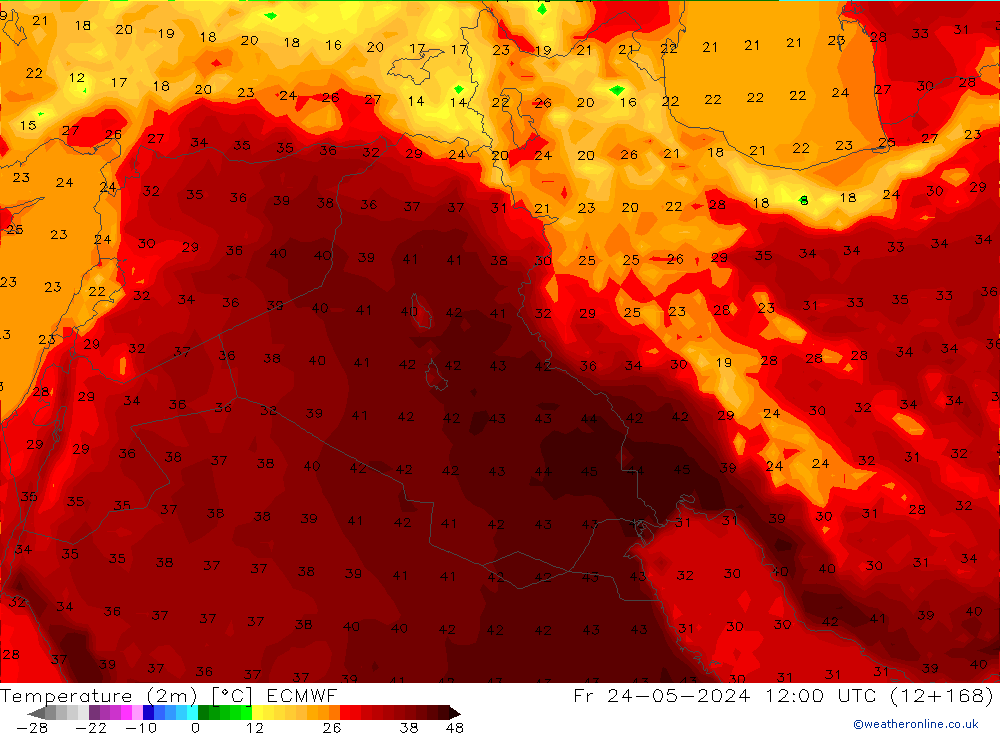 Temperatura (2m) ECMWF Sex 24.05.2024 12 UTC