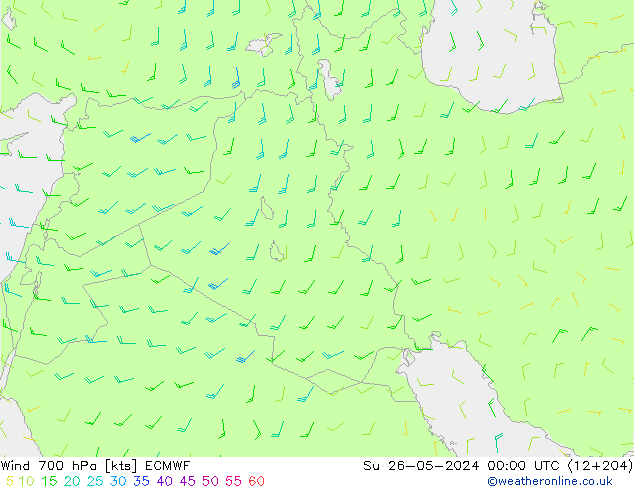 Vent 700 hPa ECMWF dim 26.05.2024 00 UTC