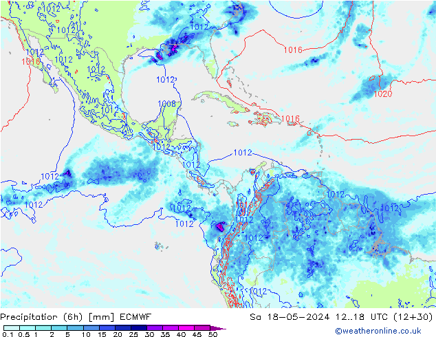 Z500/Rain (+SLP)/Z850 ECMWF Sa 18.05.2024 18 UTC
