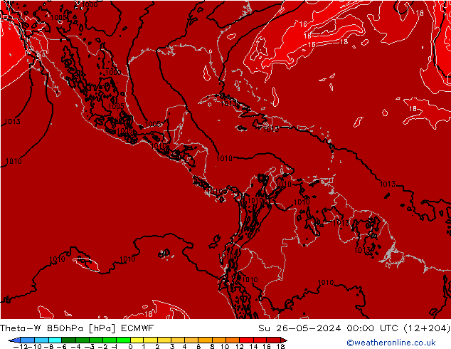 Theta-W 850hPa ECMWF dim 26.05.2024 00 UTC