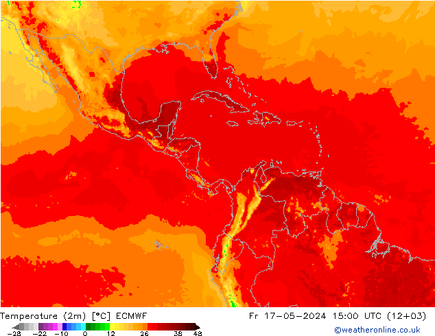 Temperature (2m) ECMWF Fr 17.05.2024 15 UTC