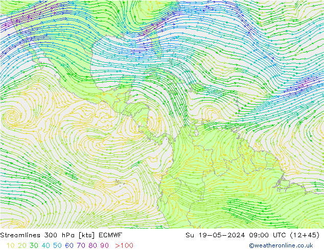 Ligne de courant 300 hPa ECMWF dim 19.05.2024 09 UTC
