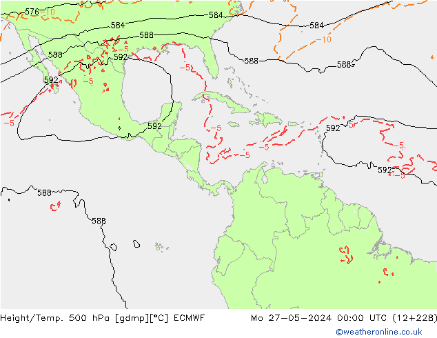 Z500/Yağmur (+YB)/Z850 ECMWF Pzt 27.05.2024 00 UTC
