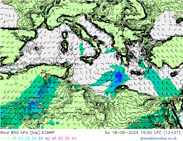 Wind 850 hPa ECMWF Sa 18.05.2024 15 UTC