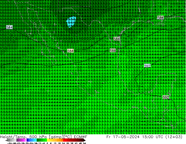 Height/Temp. 500 hPa ECMWF Fr 17.05.2024 15 UTC