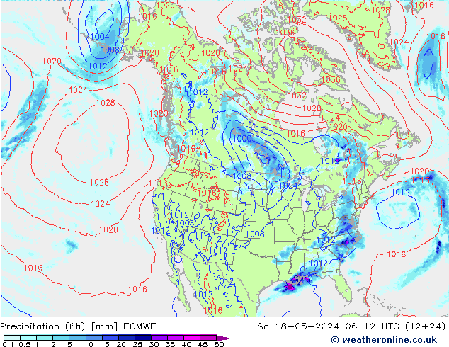 Z500/Rain (+SLP)/Z850 ECMWF Sa 18.05.2024 12 UTC