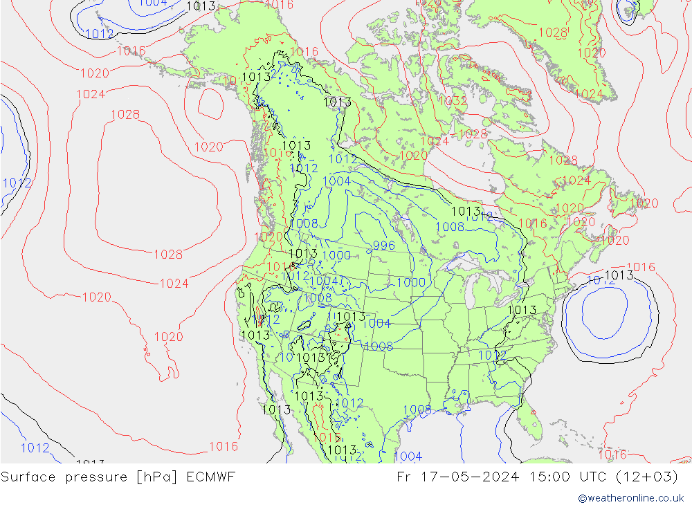 Surface pressure ECMWF Fr 17.05.2024 15 UTC