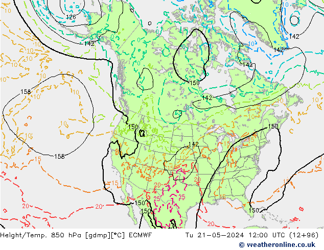 Z500/Rain (+SLP)/Z850 ECMWF Di 21.05.2024 12 UTC