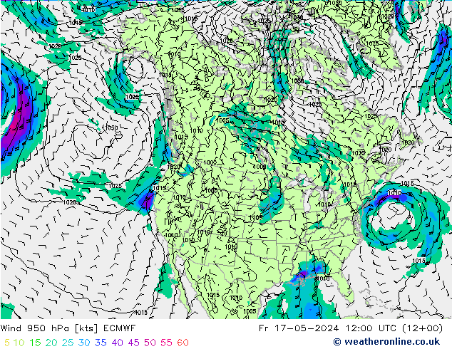 风 950 hPa ECMWF 星期五 17.05.2024 12 UTC