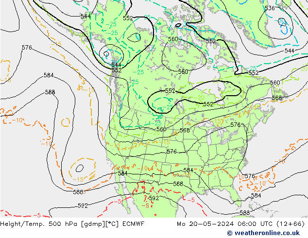 Z500/Rain (+SLP)/Z850 ECMWF Mo 20.05.2024 06 UTC